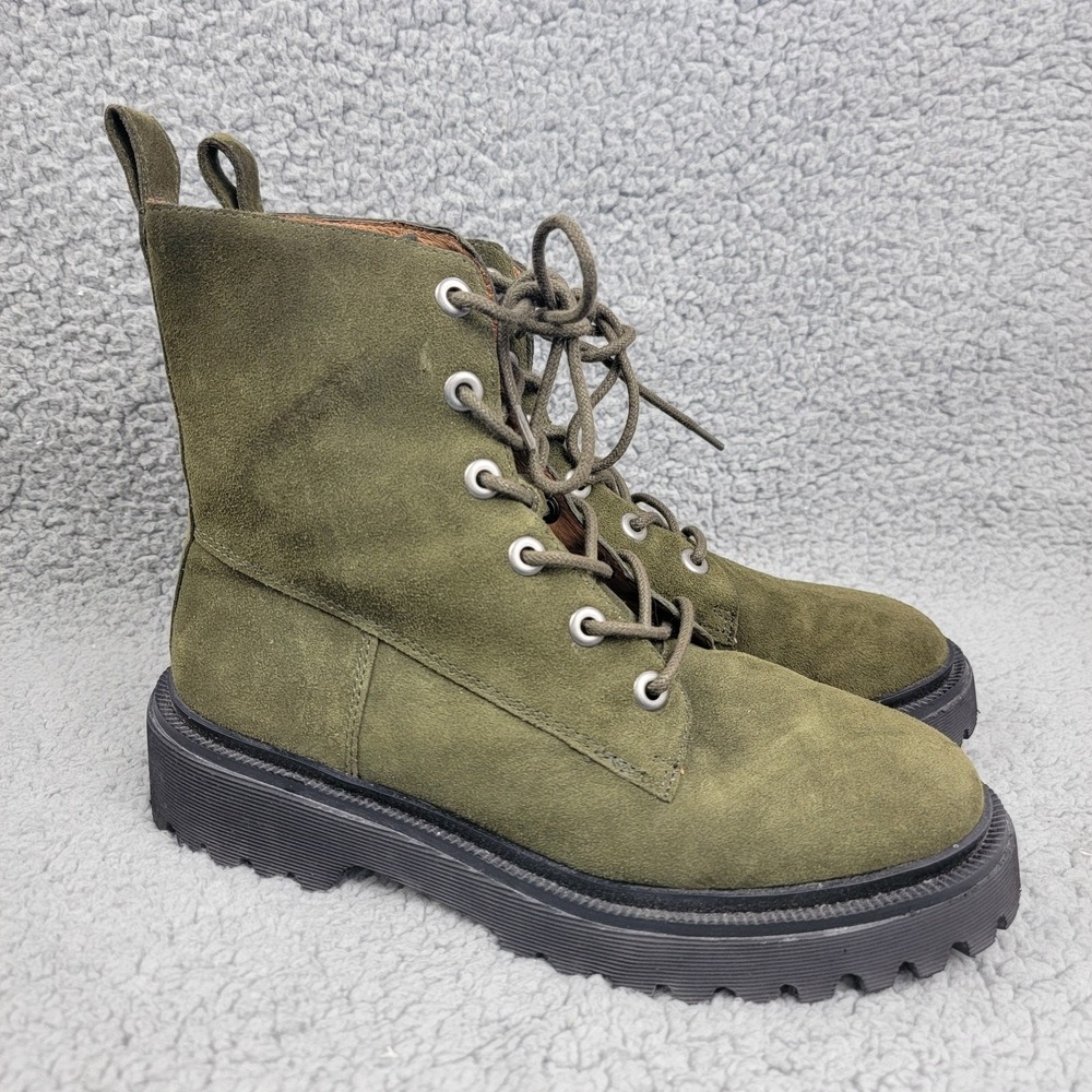 Madewell Rayna Lace-Up Lugsole Boot SuedeGreen Preppy Punk Hippie‎ Combat 7.5 - Picture 3 of 10